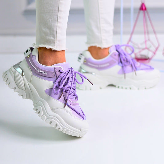 Sneakersi Dama Inna, Violet , Din Piele Eco Si Material Textil