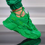 Sneakersi Dama Verde Grace Din Piele Ecologica Si Material Textil