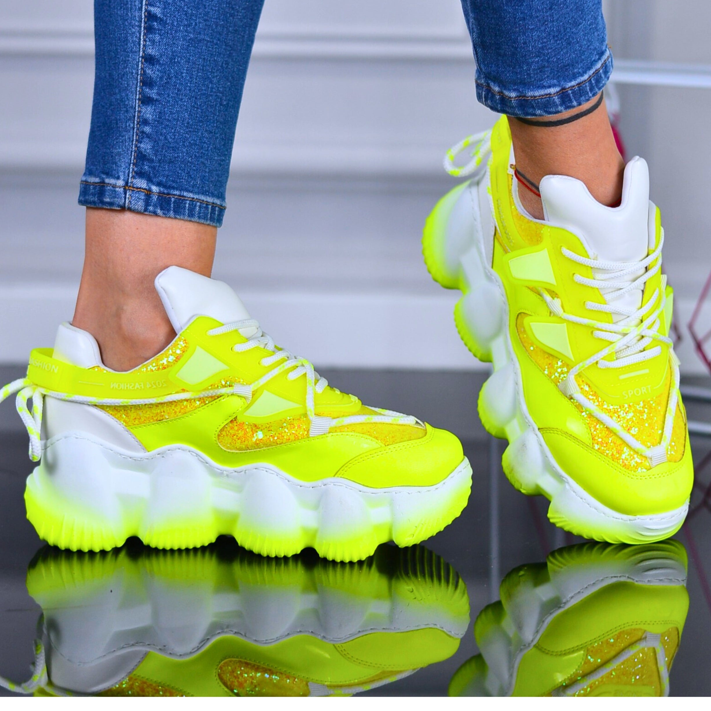 Sneakersi Dama Galben Neon , Anisia