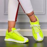 Sneakersi Dama Lorelay Galben Neon Din Material Impermeabil