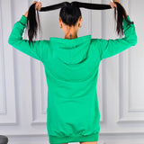 Bluza Lunga Dama Verde Expensive Cu Gluga