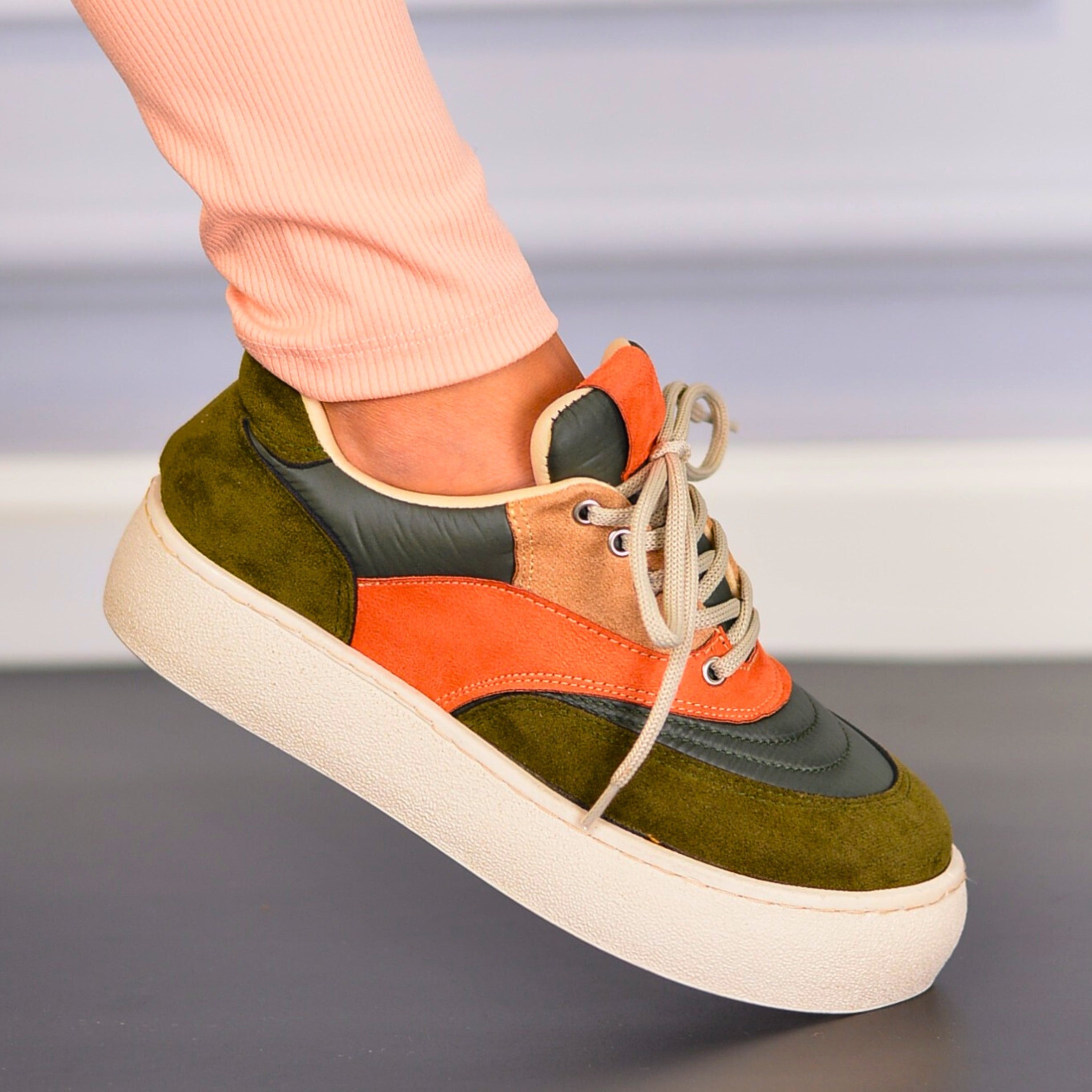 Sneakersi Amelia Multicolor Din Piele Ecologică Și Material Textil