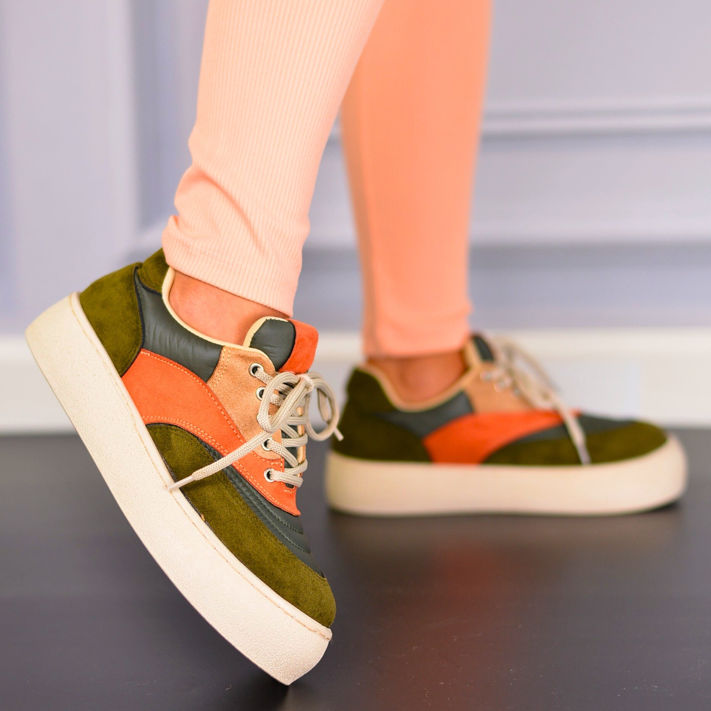 Sneakersi Amelia Multicolor Din Piele Ecologică Și Material Textil