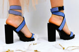 Sandale De Dama Cu Toc , Daxia , Albastru