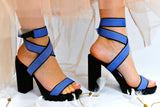 Sandale De Dama Cu Toc , Daxia , Albastru