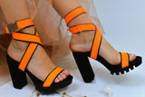 Sandale De Dama Cu Toc , Daxia , Orange