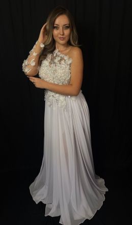 Rochie lungă Floral Pearl White