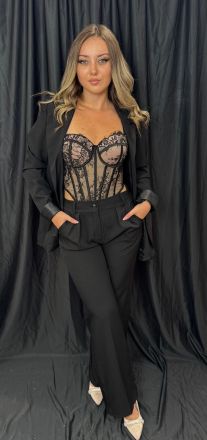 Costum ANGELLA , pantalon drept NEGRU