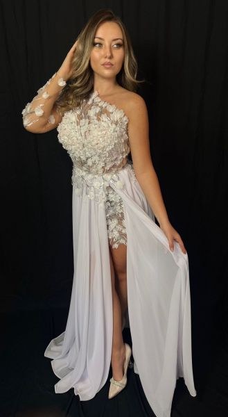 Rochie lungă Floral Pearl White