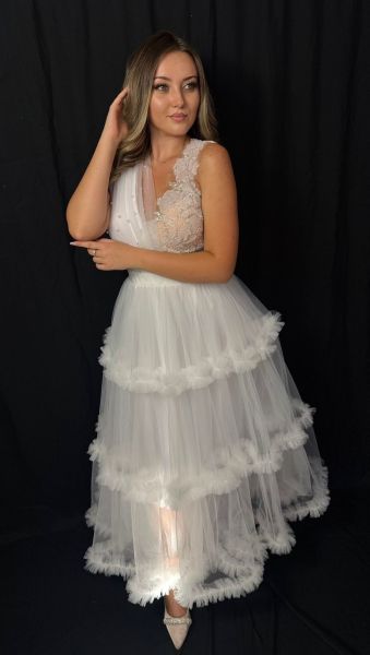 Rochie Princess Voal Alb