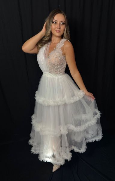 Rochie Princess Voal Alb