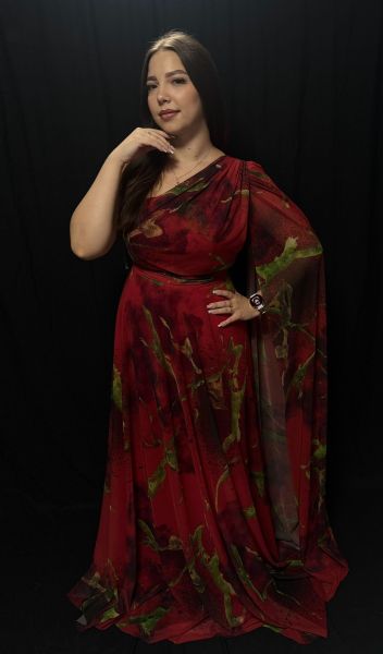 Rochie Lungă Vaporoasă Roșie