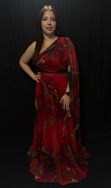 Rochie Lungă Vaporoasă Roșie