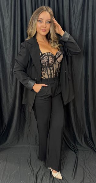 Costum ANGELLA , pantalon drept NEGRU